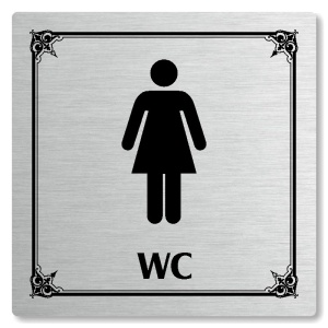 WC ženy, 80x80mm, stříbrná, Nebraska